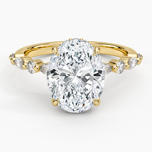 3 CT Half Eternity Lab Grown Diamond Hidden Halo Ring