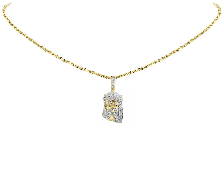 1.3 Inch Yellow Gold Lab Grown Diamond Jesus Pendant