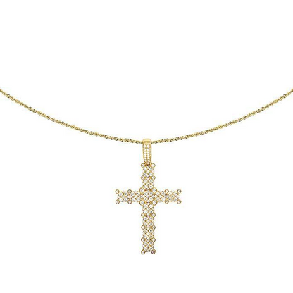 2 Inch Lab Grown Diamond 14K Cluster Cross Pendant