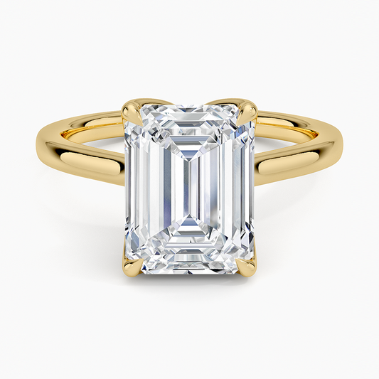 3 CT  Emerald Cut Solid  Gold Lab Grown Diamond Solitaire