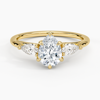 1 CT Pear Cut Lab Grown Diamond 3 Stone Engagement Ring