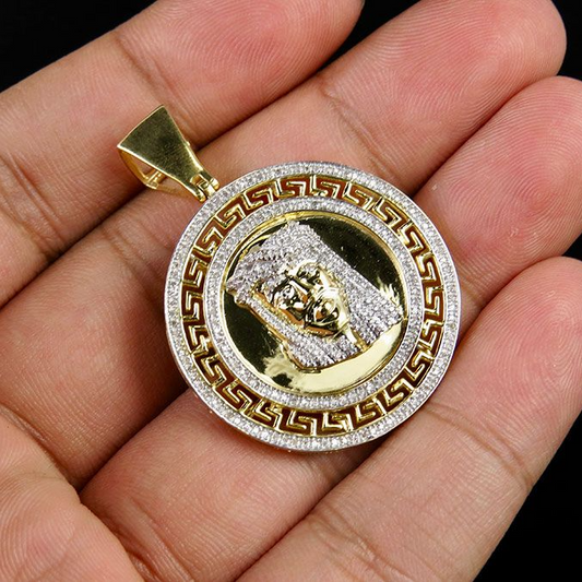 Medallion Bismark Jesus Gold Lab Grown Diamond Pendant