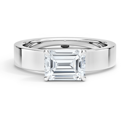 1 1/4 CT East West Emerald Lab Grown Diamond Solitaire Engagement Ring