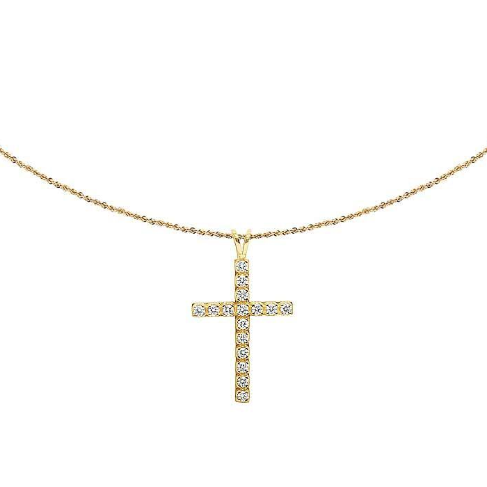 1.50 CTW Lab Grown Diamond One Row Solitaire Cross Pendant