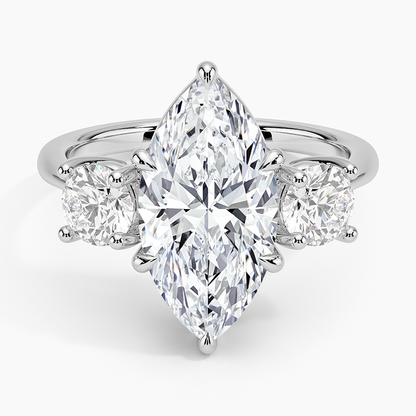 3 CT 3 Stone Lab Grown Diamond 18k Solid Gold Engagement Ring