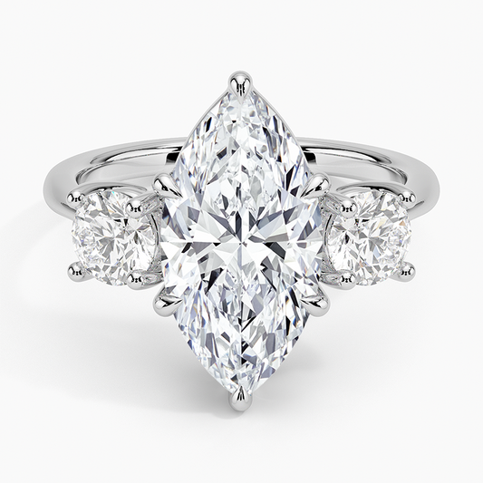 3 CT 3 Stone Lab Grown Diamond 18k Solid Gold Engagement Ring