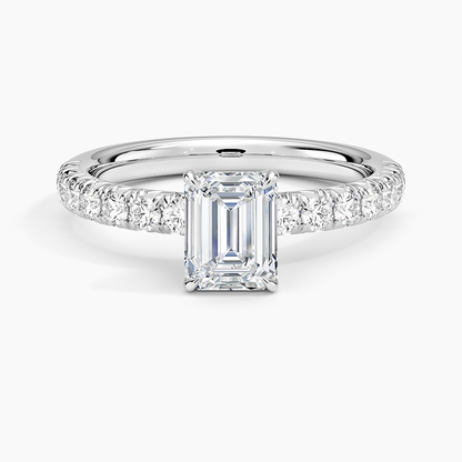 2 CT Lab Ground Diamond Half Eternity Emerald Ring