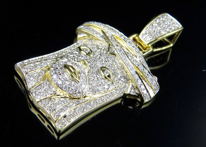 Jesus Head Iced  Out Lab Grown Diamond Yellow Gold Pendant