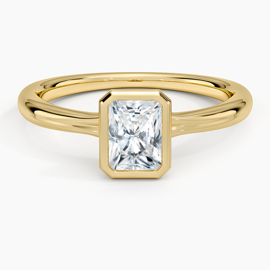 3/4 CT Radiant Cut Lab Grown Diamond Bezel Solitaire Ring