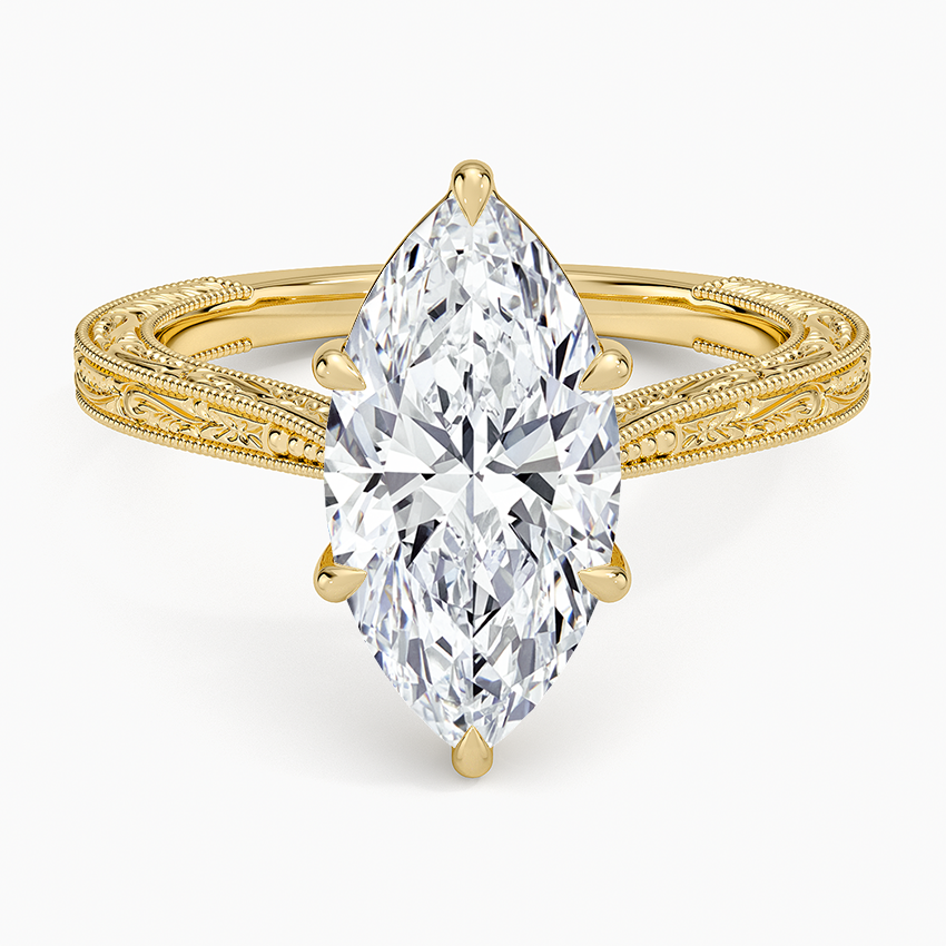 2 1/2 CT Marquise Cut Lab Grown Diamond Milgrian Ring