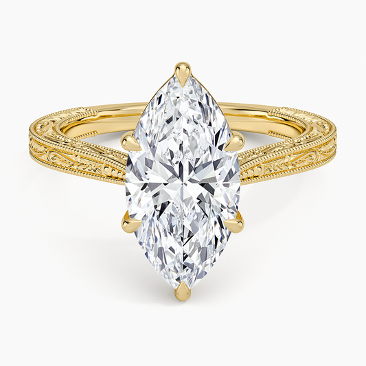 2 1/2 CT Marquise Cut Lab Grown Diamond Milgrian Ring