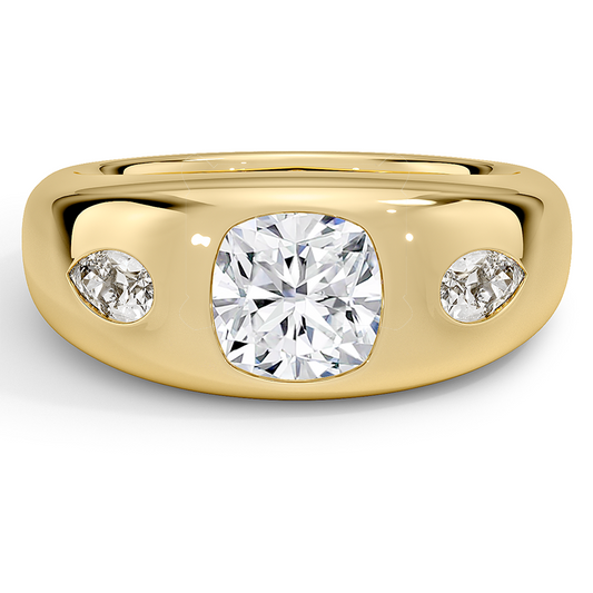 1 1/2 CT 18K Gold Lab Grown Diamond Dom Bezel Ring