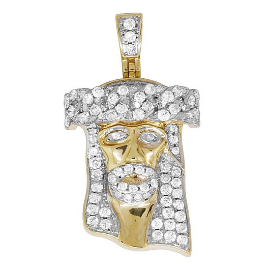 1.5 Inch Lab Grown Diamond Yellow Gold Jesus Pendant