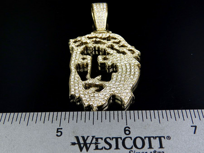 Yellow Gold Lab Grown Diamond Jesus Face Cutout Pendant
