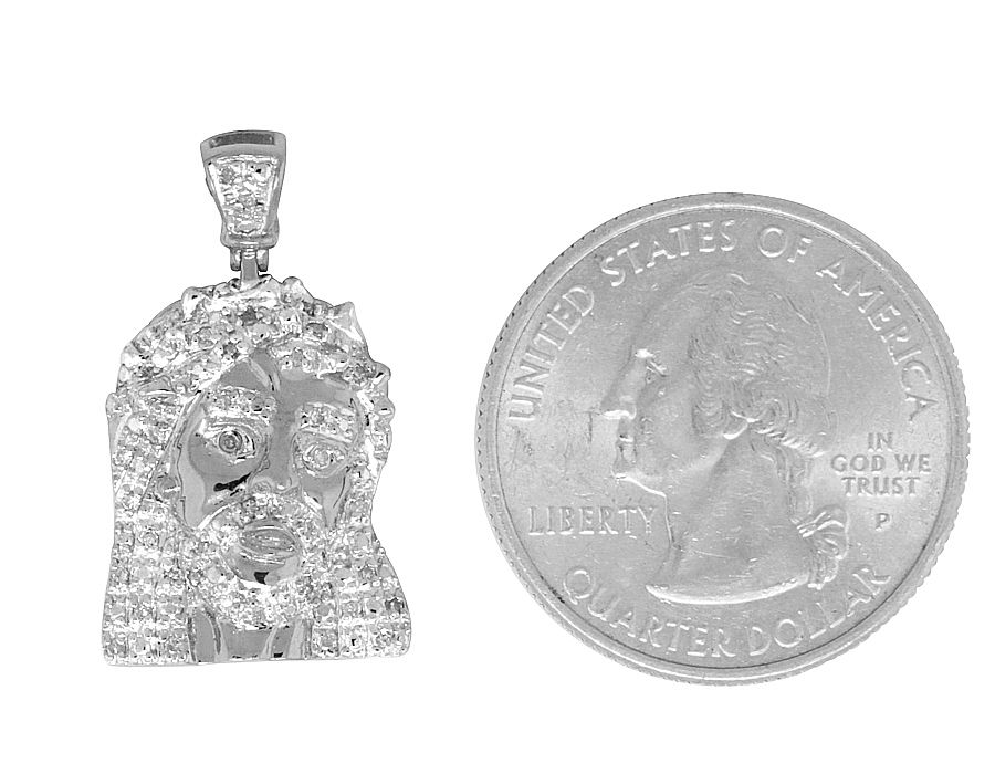 White Gold Lab Grown Diamond Mini Jesus Pendant