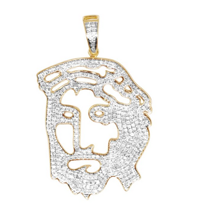 Jesus Digital Face Yellow Gold Lab Grown Diamond Pendant