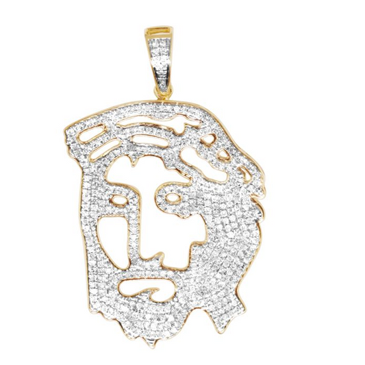 Jesus Digital Face Yellow Gold Lab Grown Diamond Pendant