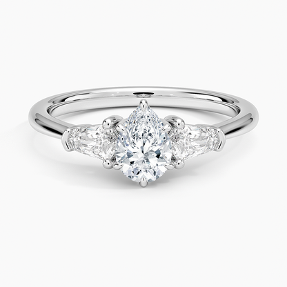 1/2 CT 3 Stone Lab Grown Diamond Pear Cut Engagement Ring