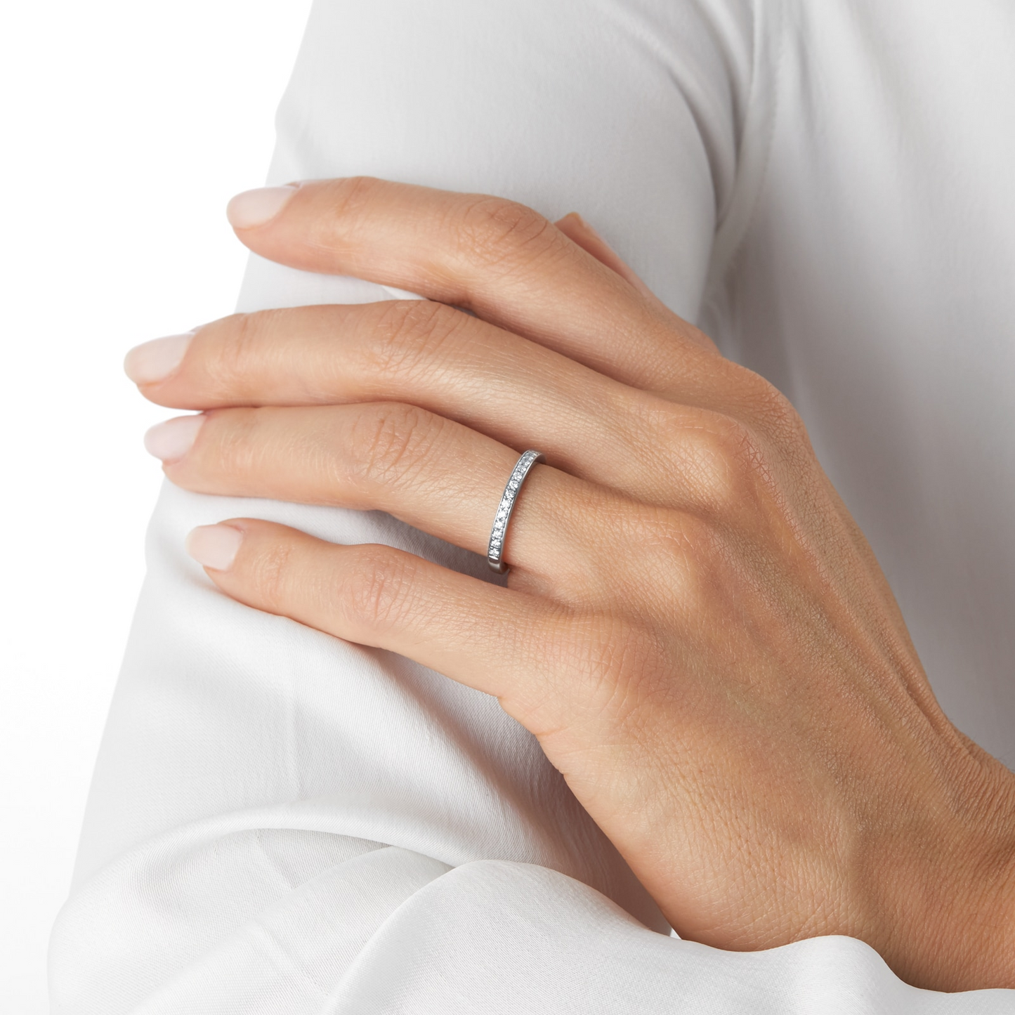 Pave Setting Lab Grown Diamond Gold Wedding Band