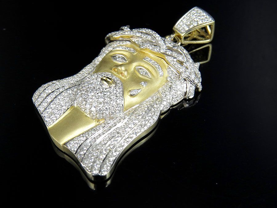 Jesus Matte Yellow Gold Lab Grown Diamond Pendant