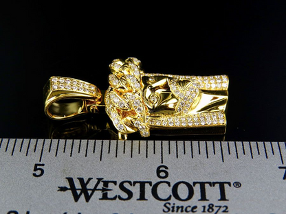 14K Yellow Gold Lab Grown Diamond Jesus Face Pendant