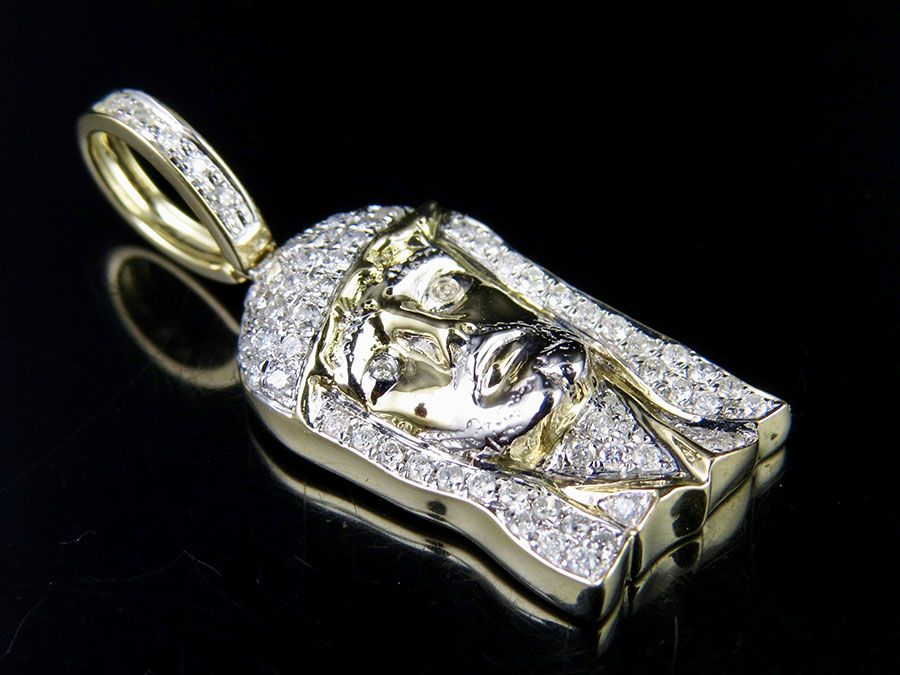 Jesus Face Yellow Gold Lab Grown Diamond Pendant