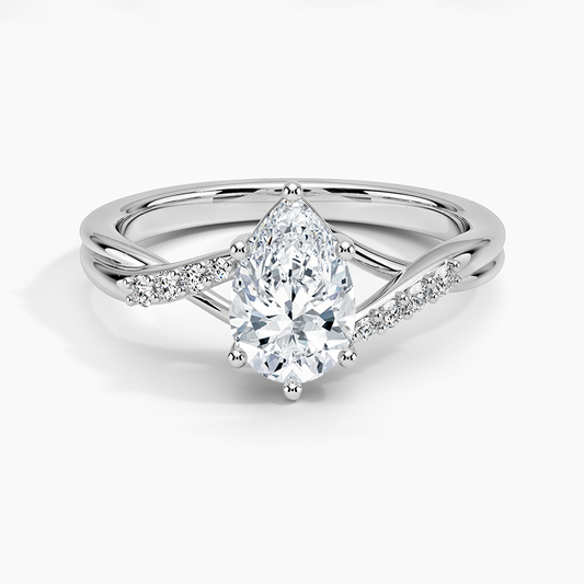 1 CT Lab Grown Diamond Pear Cut Twisted 18k Gold Ring