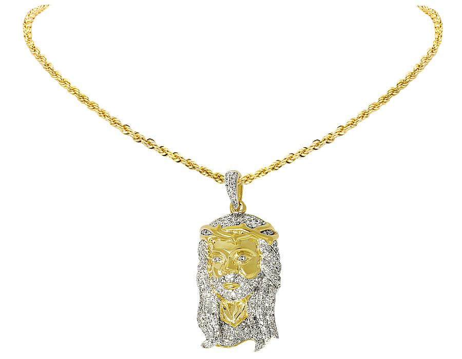 Yellow Gold Iced Out Lab Grown Diamond Jesus Pendant