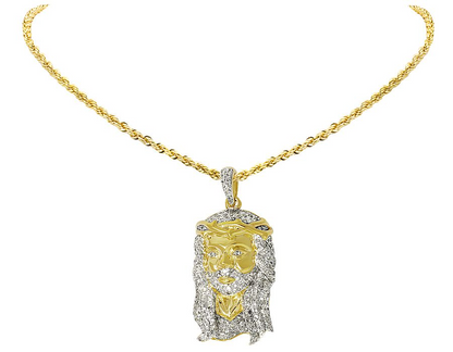 Yellow Gold Iced Out Lab Grown Diamond Jesus Pendant