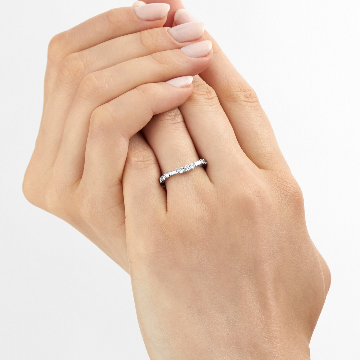 Baguette Cut Lab Grown Diamond Gold Wedding Band