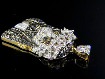 Black Onyx Lab Grown Diamond Gold Jesus Pendant