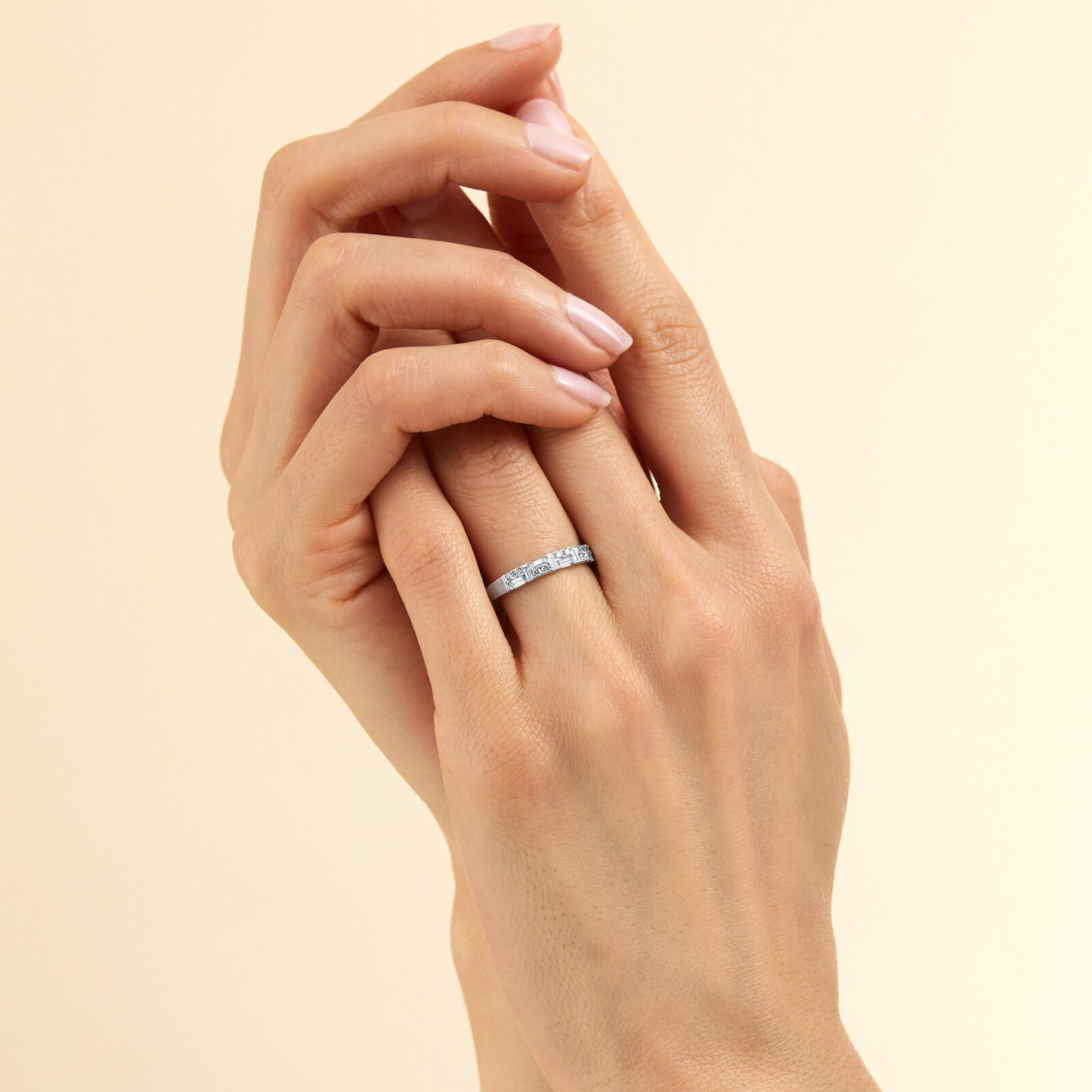 Lab Diamond East West Gold Wedding Band
