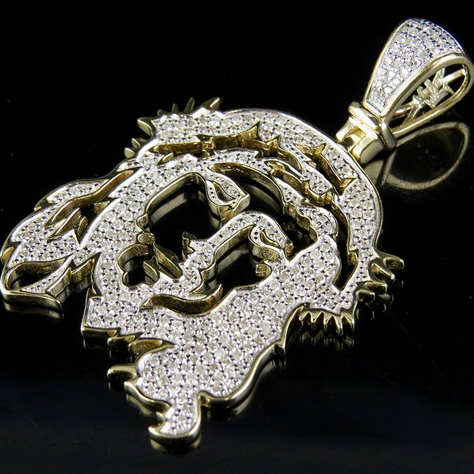 Yellow Gold Jesus Face Cutout Lab Grown Diamond Pendant
