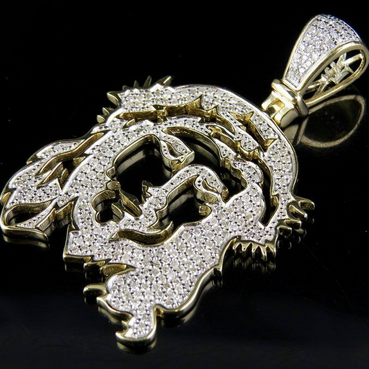 Yellow Gold Jesus Face Cutout Lab Grown Diamond Pendant
