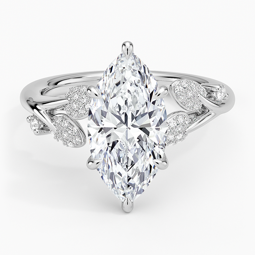 2 1/2 CT Marquise Cut Lab Grown Diamond Cluster Engagement Ring