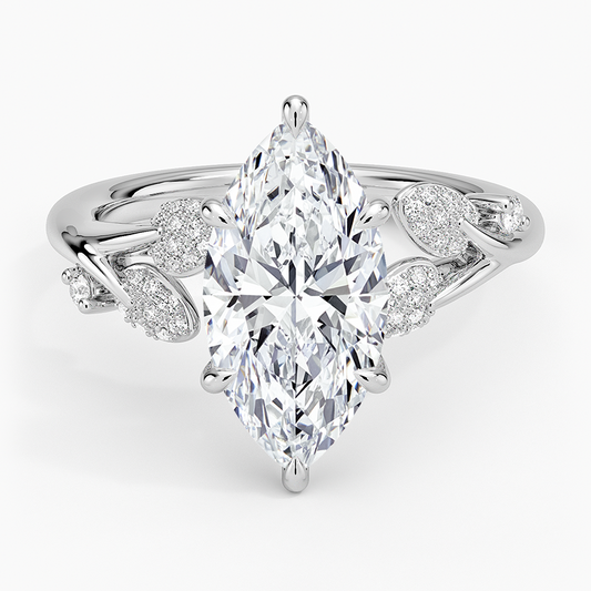 2 1/2 CT Marquise Cut Lab Grown Diamond Cluster Engagement Ring