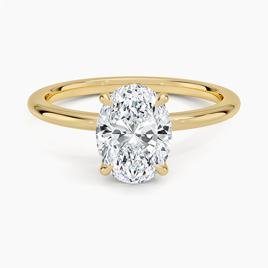 1 1/2 CT 1.5mm Ring Lab Grown Diamond Yellow Gold Solitaire Engagement Ring