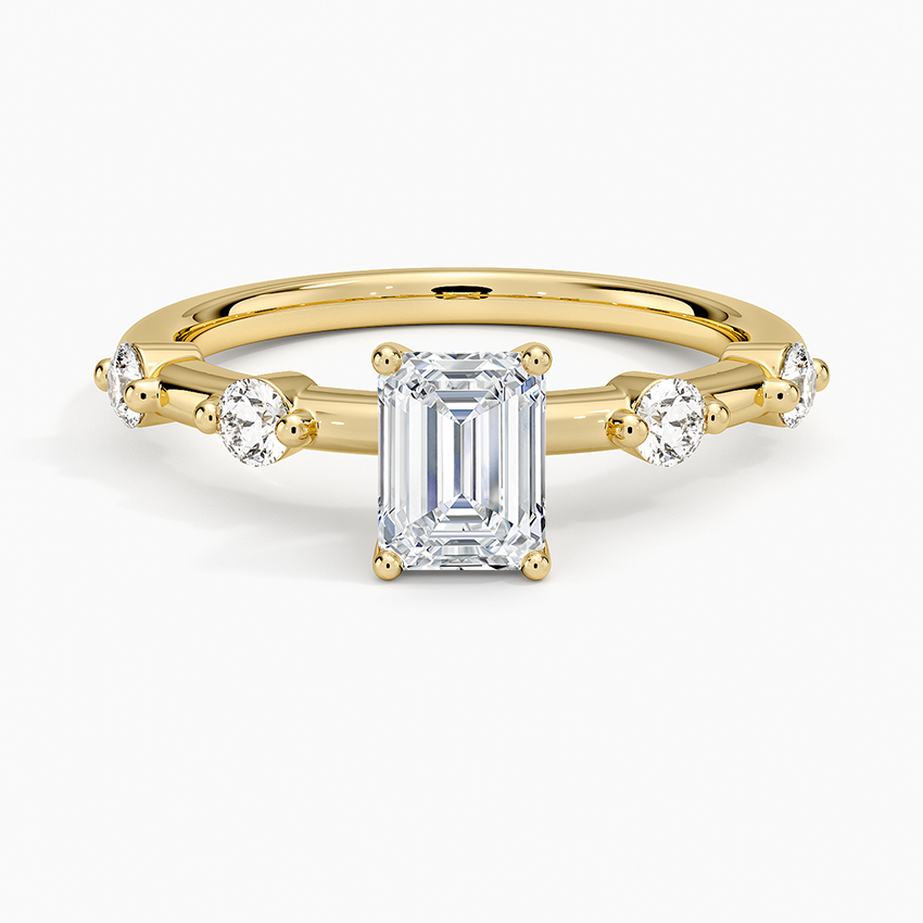 3/4 CT  Emerald Cut Lab Grown Diamond 18K Gold Ring