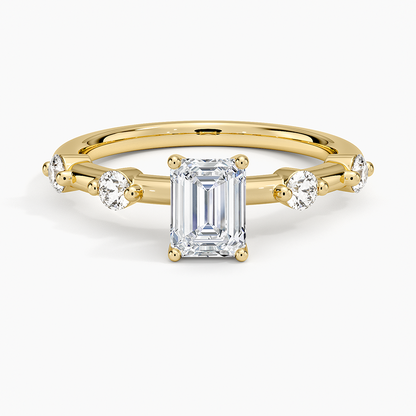 3/4 CT  Emerald Cut Lab Grown Diamond 18K Gold Ring