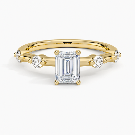 3/4 CT  Emerald Cut Lab Grown Diamond 18K Gold Ring