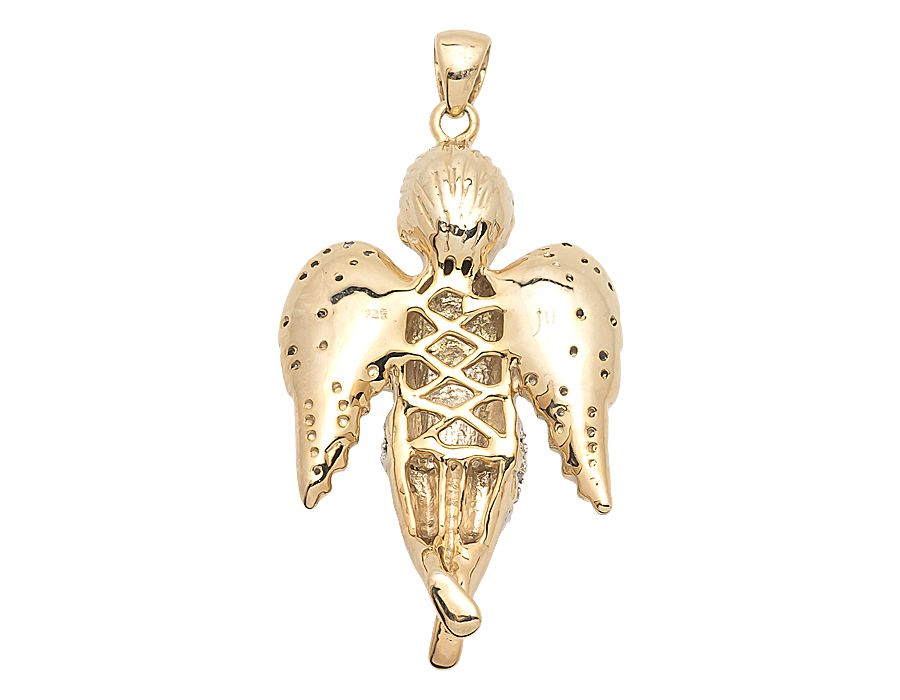 1.4" Yellow gold Lab Grown Diamond Praying Handa Angel Pendant