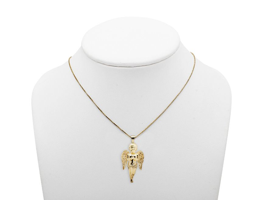 14K Yellow Gold Lab Grown Diamond Praying Pendant