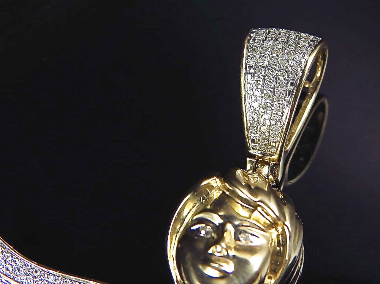2.75" 10K Yellow Gold Lab Grown Diamond Prayer Angel Pendant