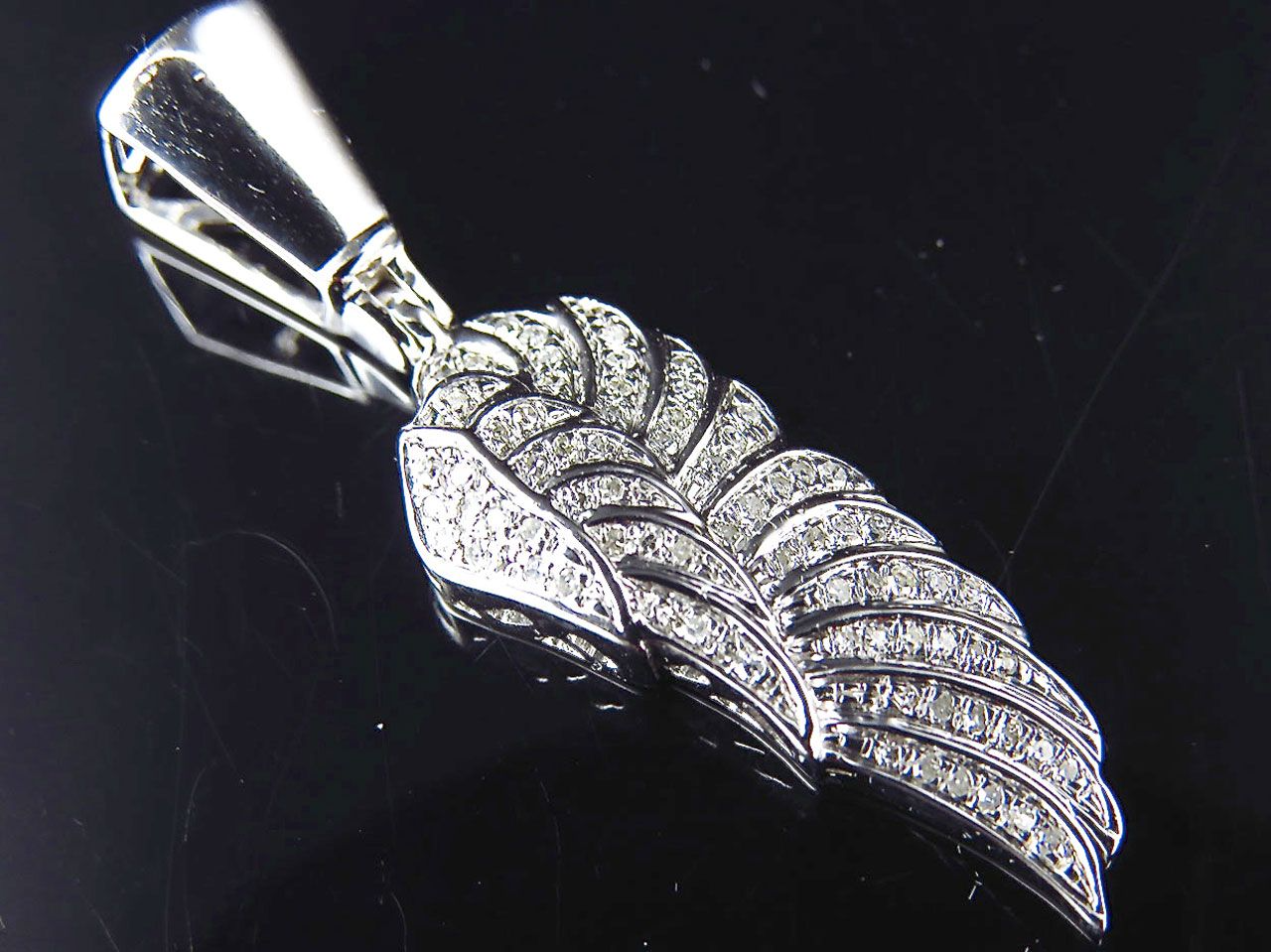 1.25" 10K White Gold Lab Grown Diamond Mini Angel Wing Pendant