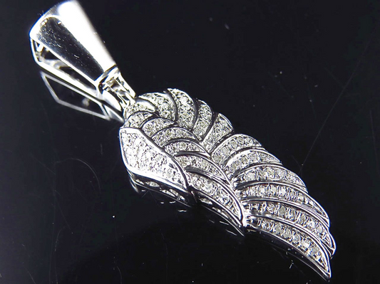 1.25" 10K White Gold Lab Grown Diamond Mini Angel Wing Pendant