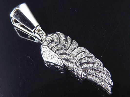 1.25" 10K White Gold Lab Grown Diamond Mini Angel Wing Pendant