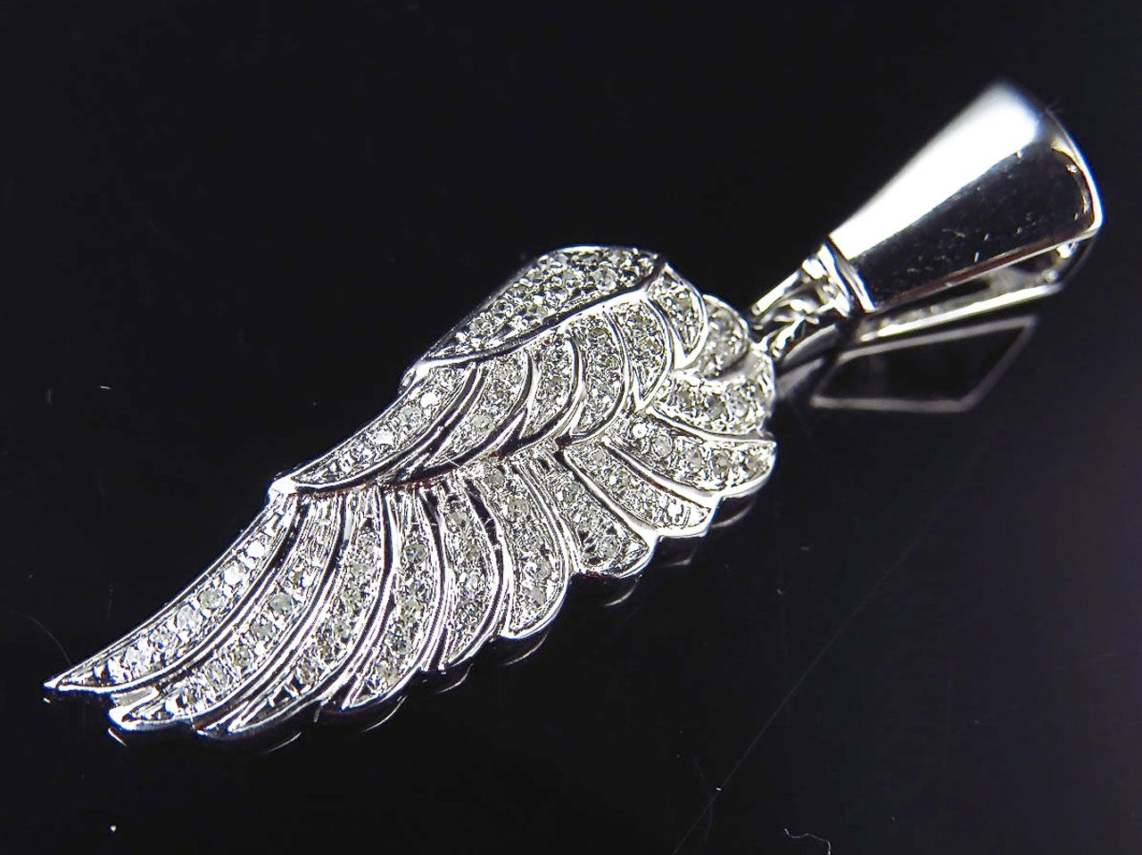 1.25" 10K White Gold Lab Grown Diamond Mini Angel Wing Pendant