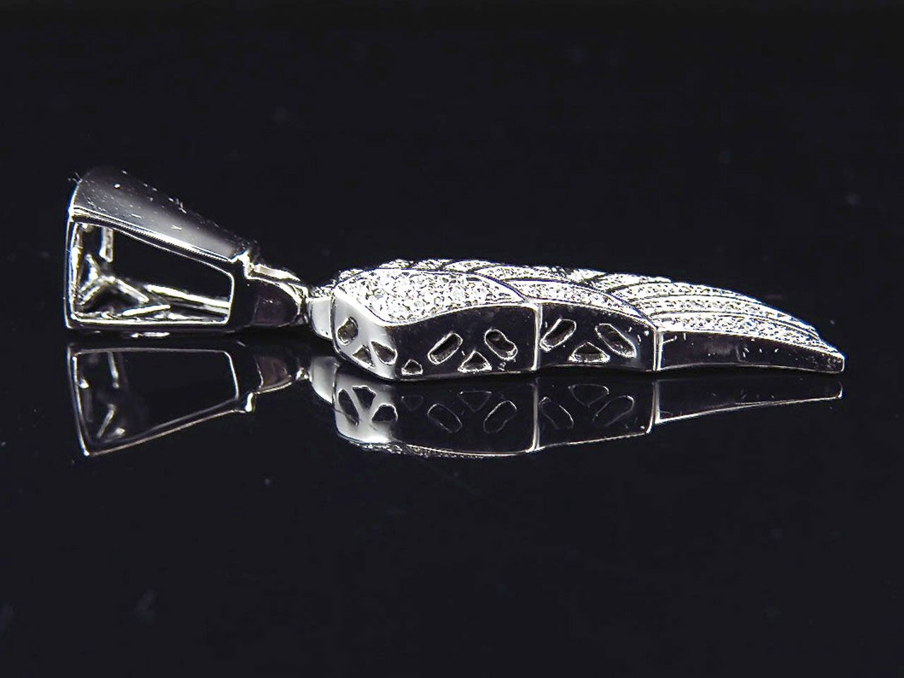 1.25" 10K White Gold Lab Grown Diamond Mini Angel Wing Pendant