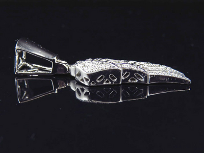1.25" 10K White Gold Lab Grown Diamond Mini Angel Wing Pendant