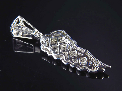 1.25" 10K White Gold Lab Grown Diamond Mini Angel Wing Pendant